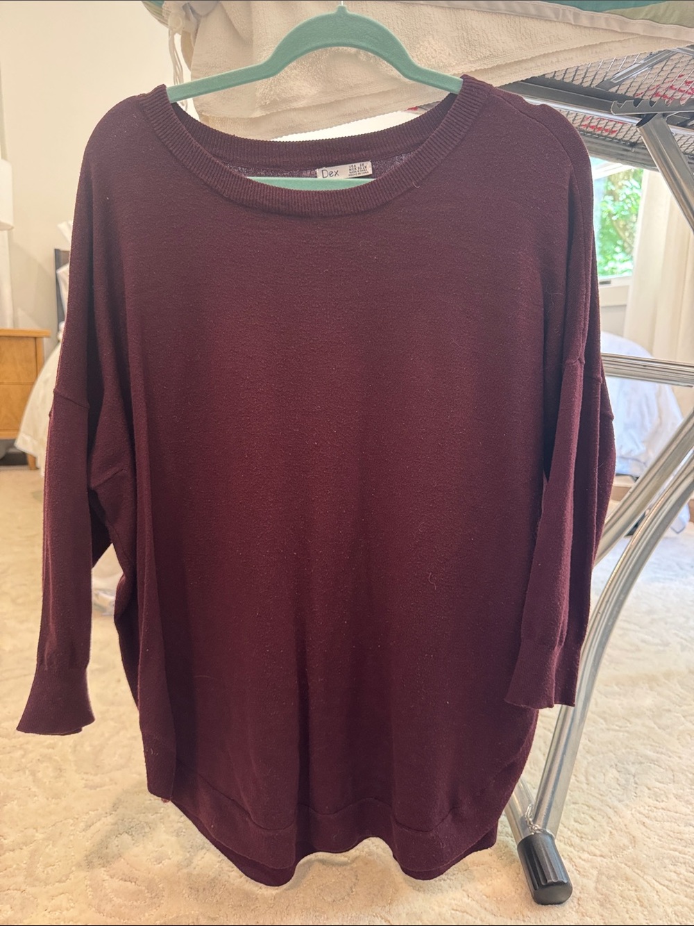 Dex Oversized Knit Pullover Sweater - Burgundy